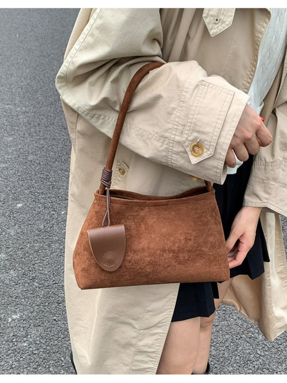 Minimalist Hobo Shoulder Bag | Everyday Faux Leather Tote - Picture 12 of 16